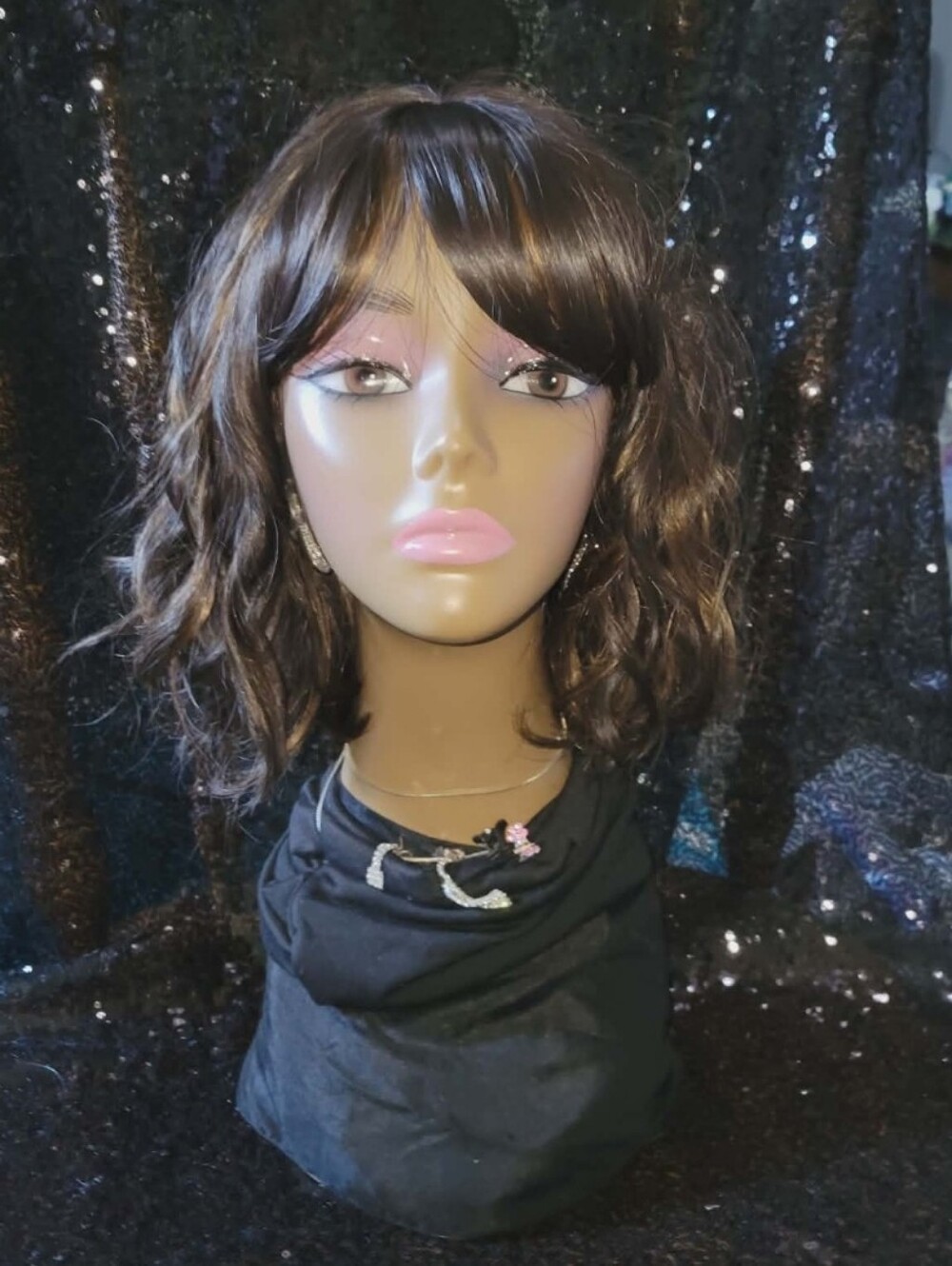 Dark Brown Wirh Copper Hishlights Basic Cap Wig